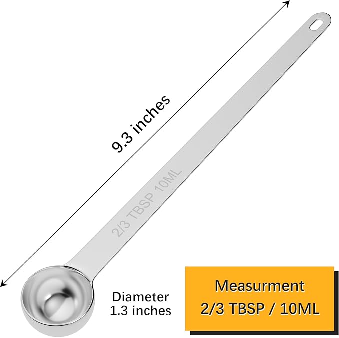 1PCS 2/3Tbsp Extra Long Handle Measuring Spoon, Single Stainless Steel - Image 2