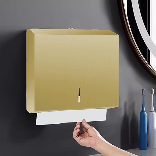 Paper Towel Dispenser Wall Mount, Brushed Gold Stainless Steel Commercial Paper - Image 7