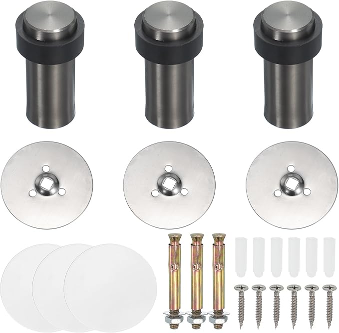 PATIKIL 3Set Round Door Stoppers, 80mm Stainless Steel Door Stop Doorstop Wedge by PATIKIL