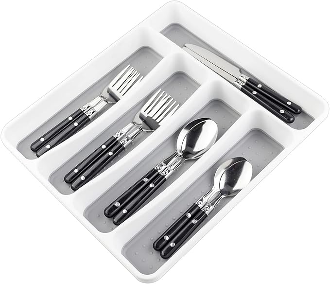 LeMuna Silverware Tray for Drawer, Plastic Cutlery Tray Kitchen Drawer Organizer by LeMuna
