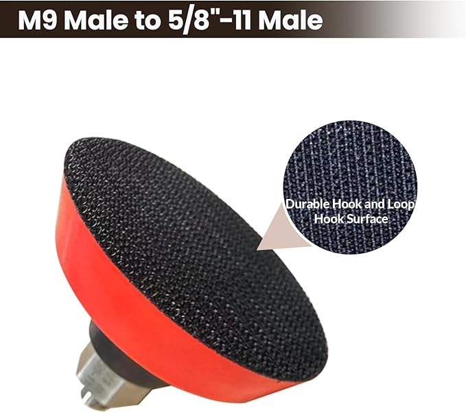 3" Hook and Loop Sanding/Polishing Backing Pad, M9 to 5/8-11 Hex Grinding Bit - Image 4
