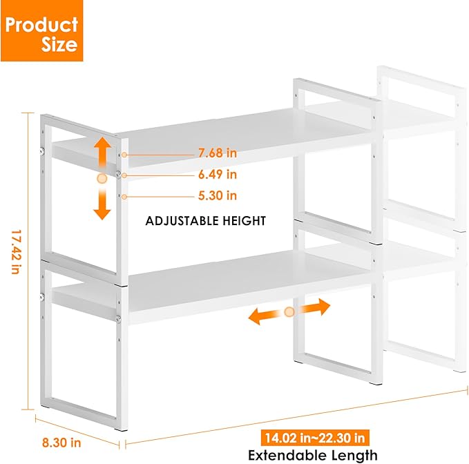 DOLALIKE Expandable Kitchen Countertop Organizer, Stackable Cabinet Shelf - Image 2