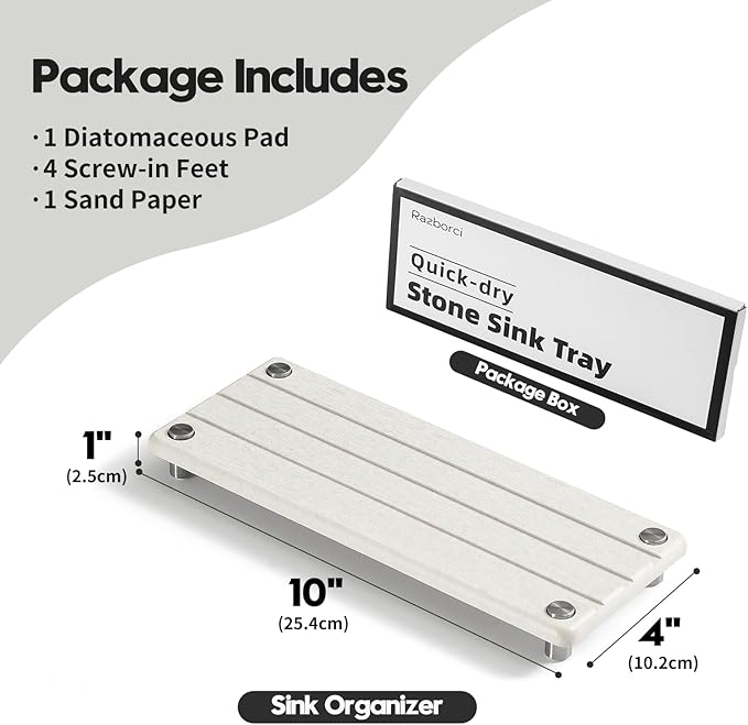 Quick Dry Bathroom Tray & Kitchen Sink Organizer, Water Absorbing Countertop - Image 6