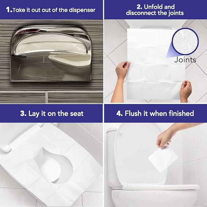 Disposable Toilet Seat Covers XL Half Fold Flushable – 200 Sheets 2 Pack - Image 6