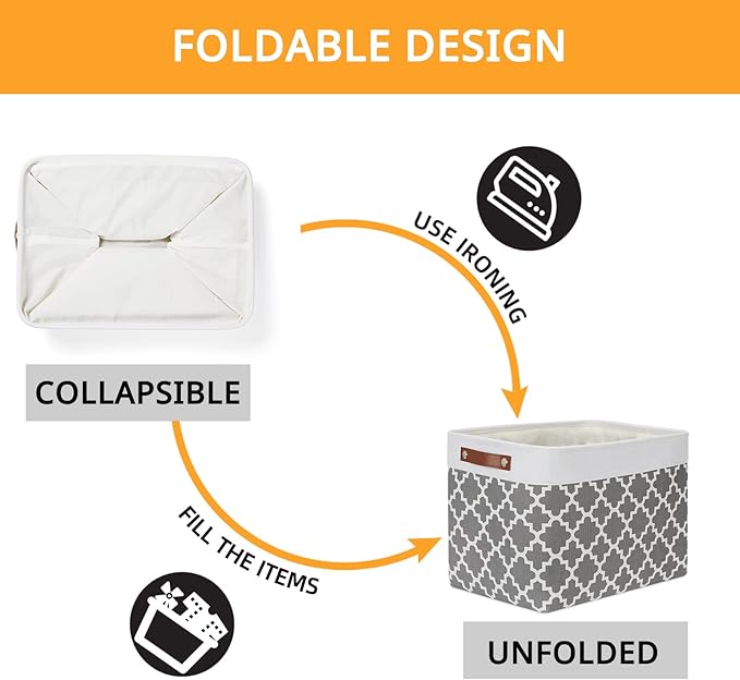 DULLEMELO Foldable Nursery Storage Baskets Canvas Storage Bins - Image 5