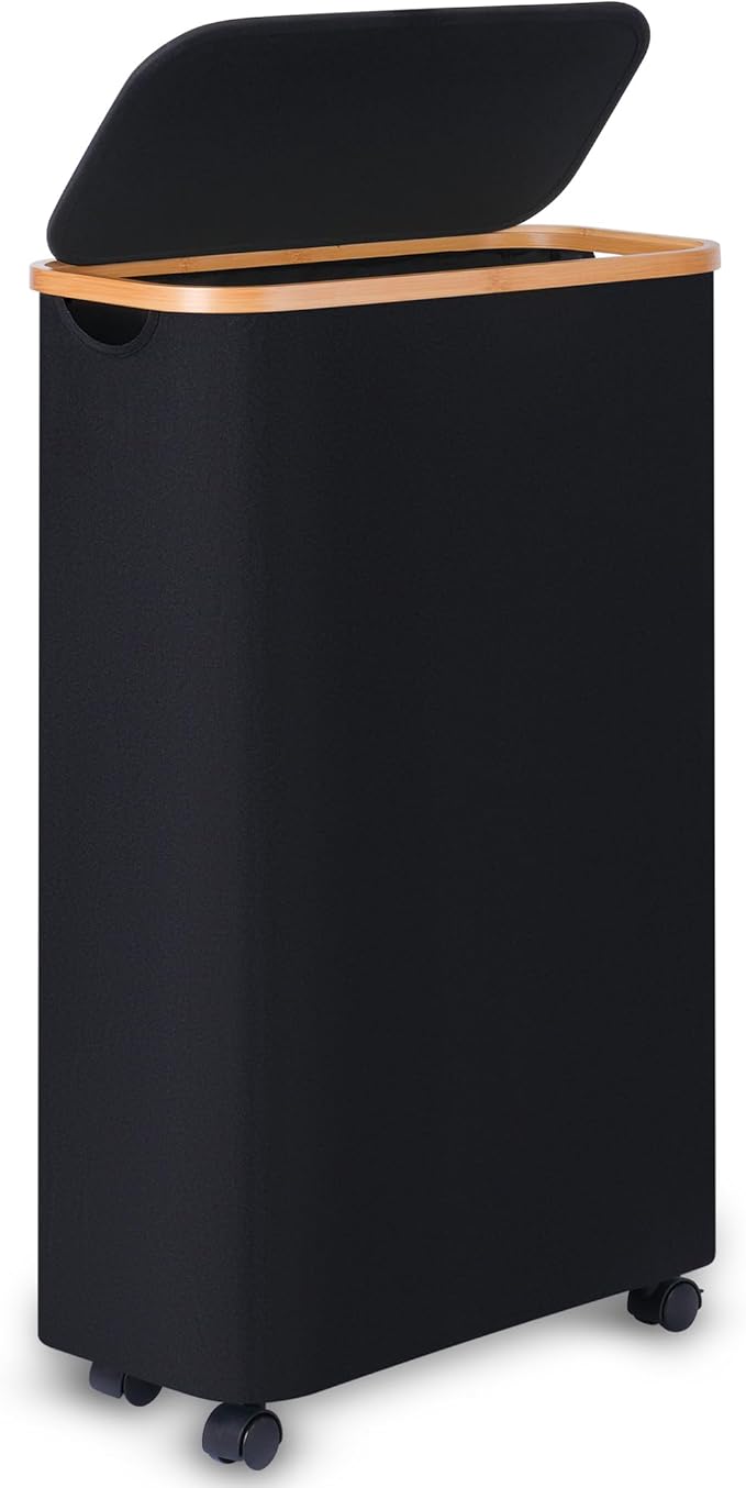 Slim Laundry Hamper with Wheels, Narrow Hampers by Merkisa