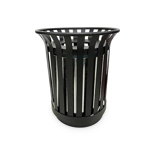 Outdoor Metal Slatted Trash Receptacle, Waste Receptacle，Commercial Trash Cans by Anxeit