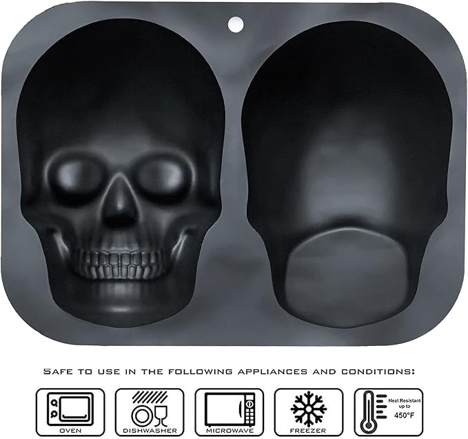 JETKONG Extra Large Silicone Skull Cake Mold Haunted Skull Baking Cake Pan - Image 4