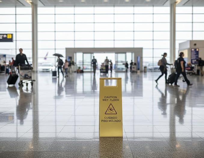 2 Pcs Wet Floor Sign, 24 Inch Gold Stainless Steel Caution Wet Floor Sign - Image 6