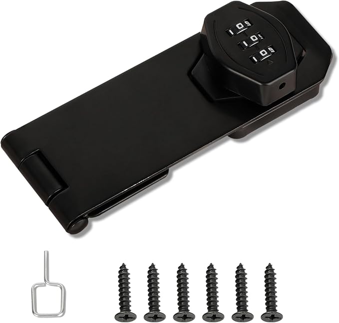 Password Rotary Hasp Locks, Digit Combination Lock Door Security Slide Latch by Mooche