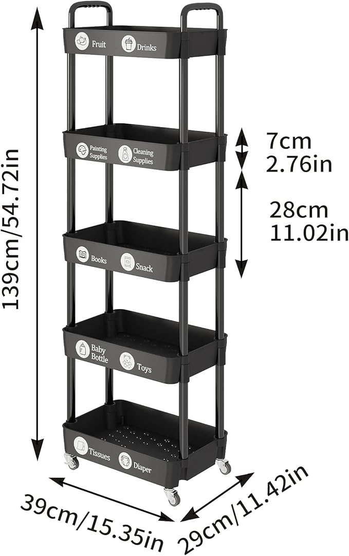 Laiensia Storage Cart, Mobile Shelving Unit Cart - Image 7