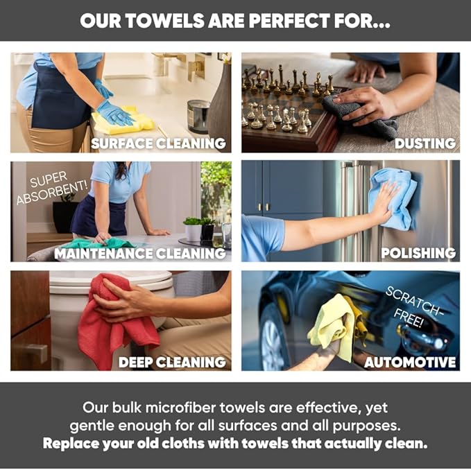 Bulk 16" x 16" All Purpose Microfiber Towels Wholesale - Image 6