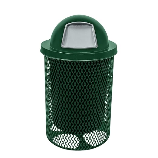 COATEDOUTDOORFURNITURE RDT-GRN Heavy Duty 32 Gallon Round Trash Receptacle by CoatedOutdoorFurniture