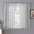 Tollpiz Short Sheer Curtain Linen Textured Bedroom Curtains Sheer Light by Tollpiz
