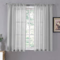 Tollpiz Short Sheer Curtains Linen Textured Bedroom Curtain Sheers Light by Tollpiz