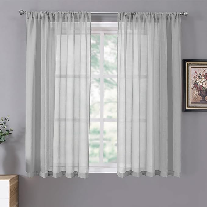 Tollpiz Sheer Curtains Living Room Linen Textured Curtain Sheers Light by Tollpiz