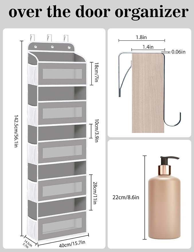 Over The Door Organizer, 5 Shelves Closet Door Hanging Organizer - Image 2