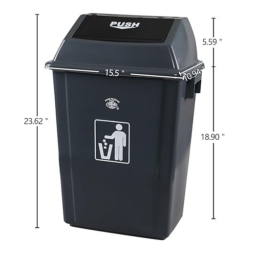 13 Gallon Swing Top Garbage Can, Plastic Waste Bin - Image 2