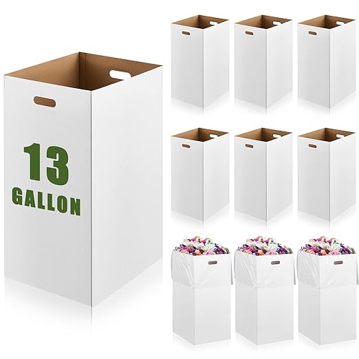 10 Pack 13 Gallon Cardboard Trash Cans Disposable and Reusable Corrugated by Kritkin