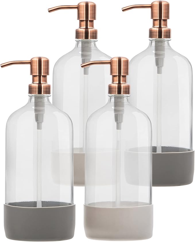 32 oz Glass Pump Bottle Rustproof Stainless Steel Pump, and Lids. Modern by KITCHENTOOLZ