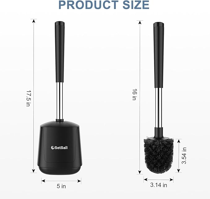 SetSail Toilet Brush and Holder 3 Pack, Self Closing Lid Toilet Bowl Brushes - Image 2