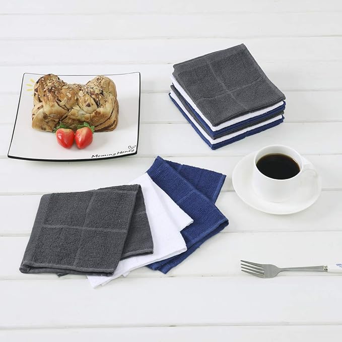 Glynniss Blue Dish Cloths Kitchen Highly Absorbent Navy Dish Rags 100% Cotton - Image 2
