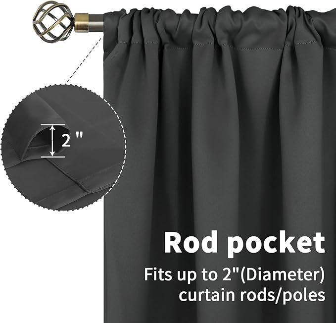 BGment Dark Grey Half Window Curtains 30 Inches Length - Image 5