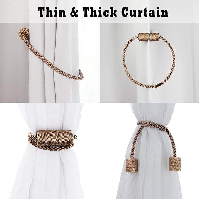 4 Pack Strong Magnetic Curtain Tiebacks Outdoor Elegant Decorative Tie Backs - Image 5