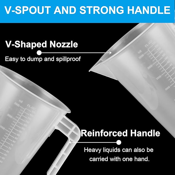 3 Pack 3.5 Liter Measuring Pitcher, Plastic Measuring Cups - Image 3