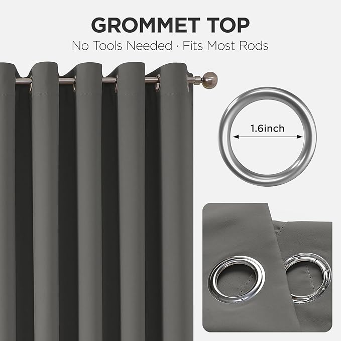 Joydeco Blackout Patio Sliding Door Curtains 108 Inches Long, Grommet Privacy - Image 7