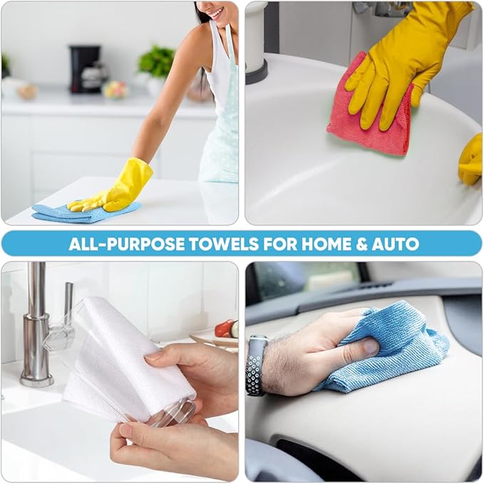 AIDEA Microfiber Cleaning Cloth, Shop Towels 330 Sheets 6 Roll, Microfiber - Image 5