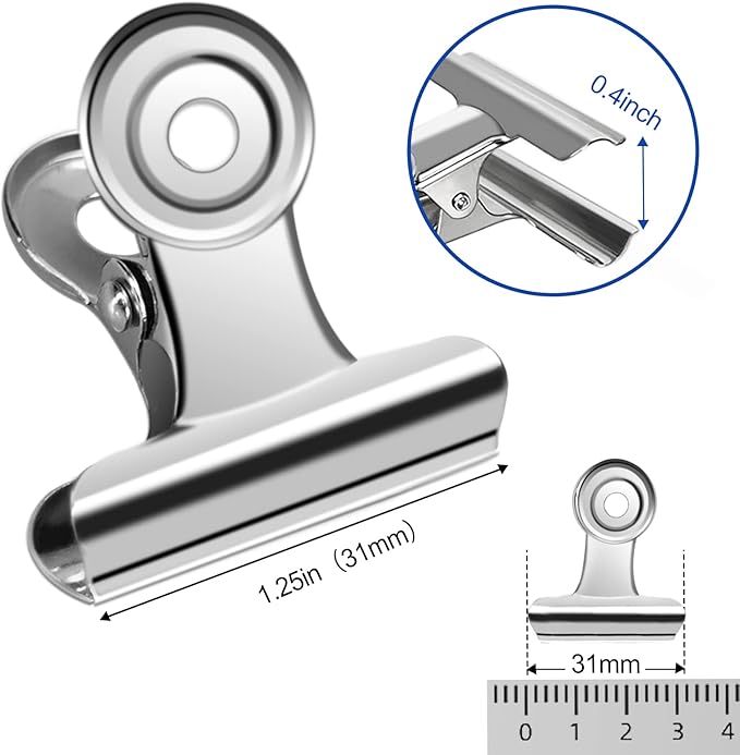 30 Pack Small Bull Clips 1.22 Inch Mini Metal Hinge Clips Binder Paper Hinge - Image 2