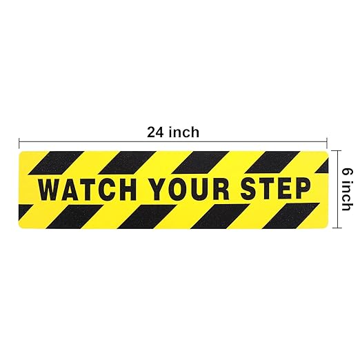 Boao 24 Pieces Watch Your Step Stickers Sign 6 x 24 Inch Caution Watch Your - Image 2