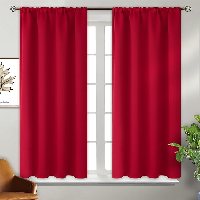 BGment Red Blackout Curtains 48 Inches Length - Image 2