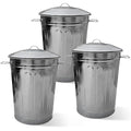 Plexon Round Trash Can 13 Gallon, Vintage Metal Outdoor Trash Can by Plexon