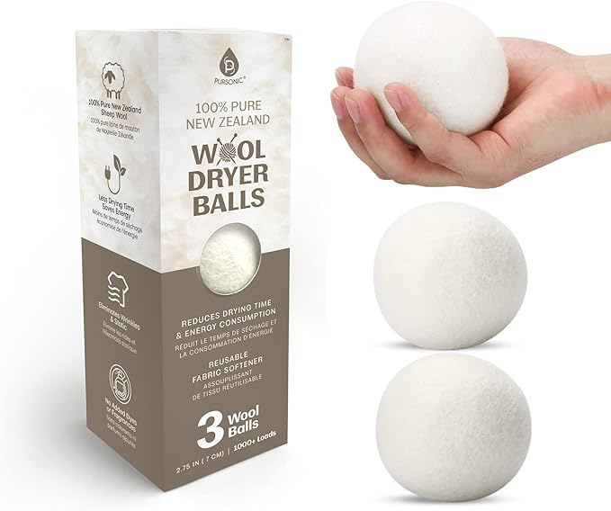 Pursonic Laundry Wool Dryer Balls – Reusable Dryer Balls Made from 100% Pure by Pursonic