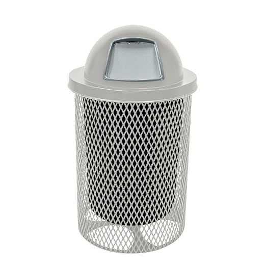 COATEDOUTDOORFURNITURE RDT-Gry Heavy Duty 32 Gallon Round Trash Receptacle by CoatedOutdoorFurniture