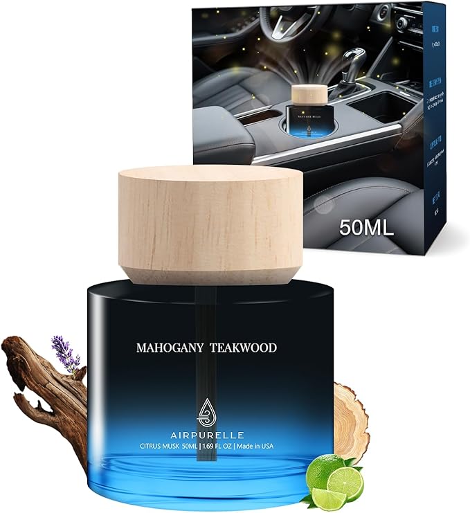 Car Air Freshener for Men & Women – Long-Lasting Mahogany Teakwood Essential by AIRPURELLE