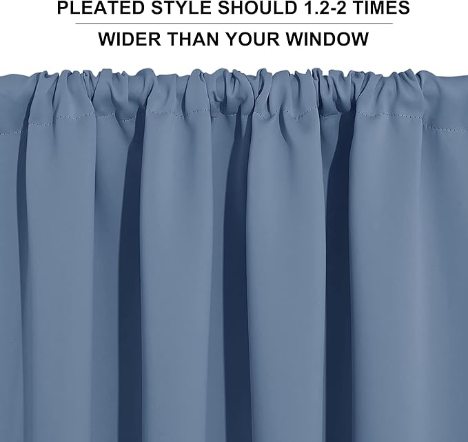 RYB HOME Small Curtains for Bathroom Windows, W 34 x L 36 inches, Stone Blue - Image 5