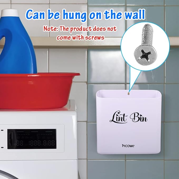 Picowe Magnetic Laundry Storage, Large Lint Holder Bin - Image 5