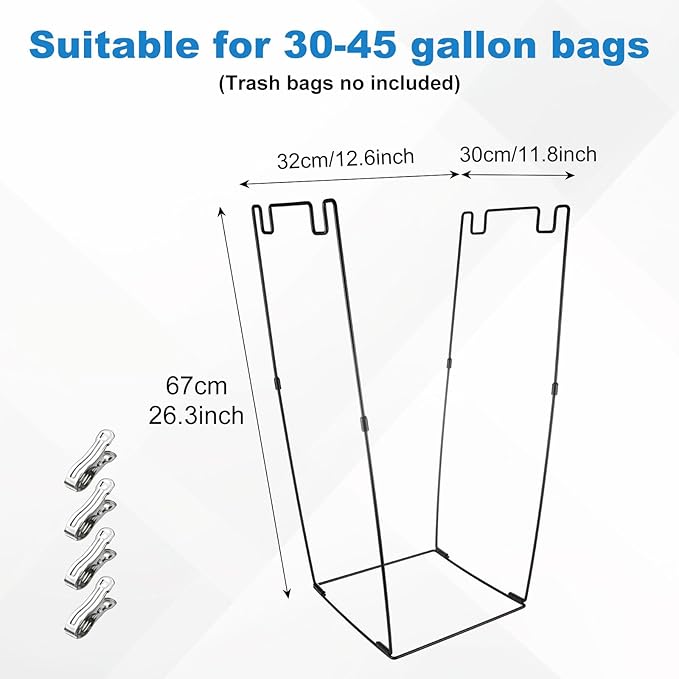 2 Pack Metal Trash Bag Holder, Garden Garbage Bag Holder - Image 2