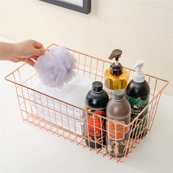 SANNO Wire Storage Basket, Farmhouse Pantre Freezer Baskets bins Metal Baskets - Image 3