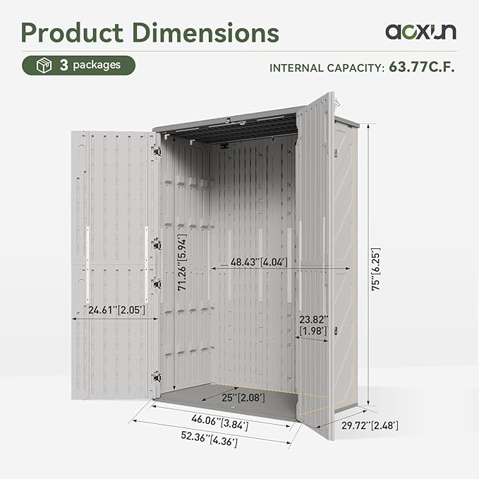 Aoxun 64 Cu.Ft Outdoor Storage Shed - Image 7