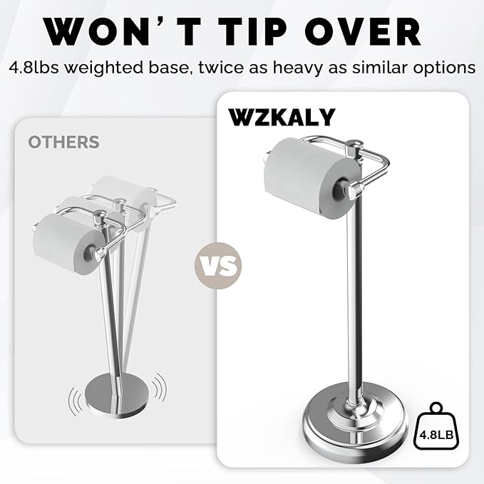 Toilet Paper Holder Stand, Polished Chrome Toilet Paper Holder Free Standing - Image 6
