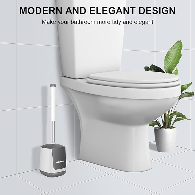 SetSail Toilet Brush and Holder 2 Pack, Self Closing Lid Toilet Bowl Brushes - Image 7