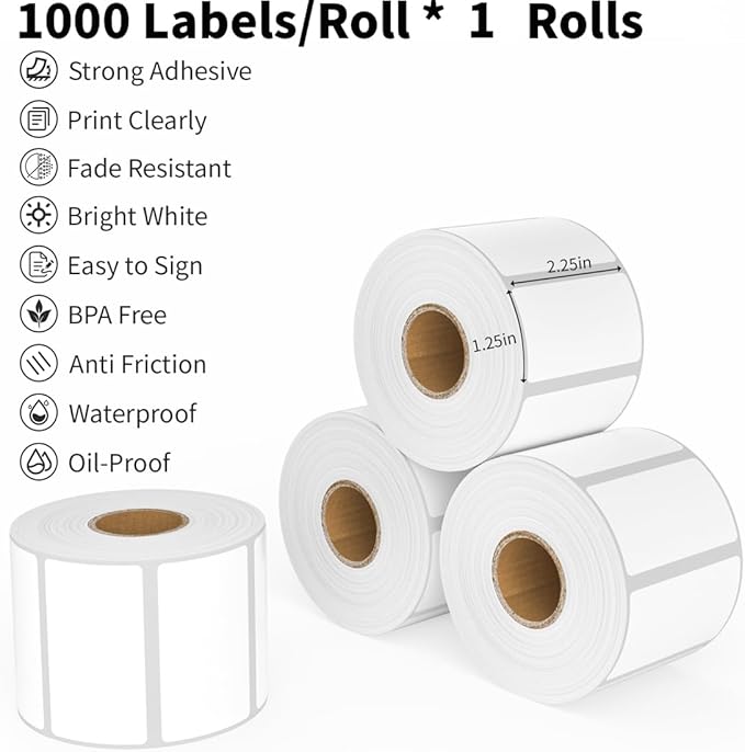 Thermal Labels 2-1/4 x 1-1/4, Adhesive Label Stickers 1000 Printer Papers - Image 6
