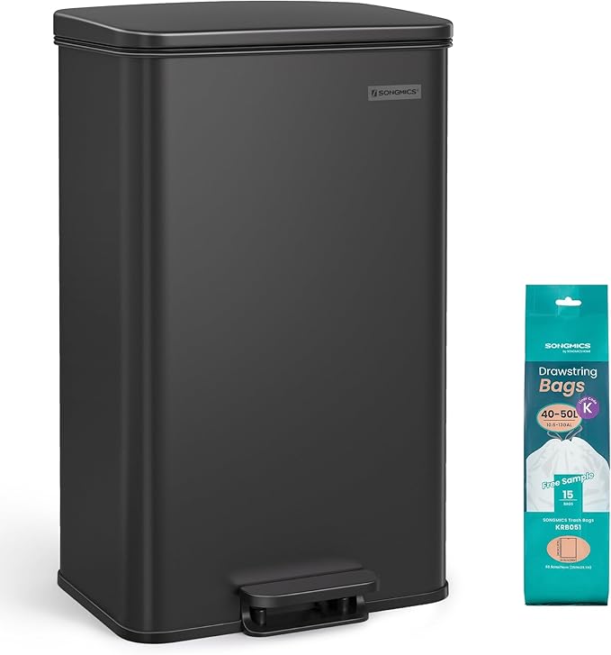 SONGMICS Kitchen Trash Can, 10.5 Gallon Garbage Can, Large Step Trash Bin by SONGMICSbySONGMICSHOME