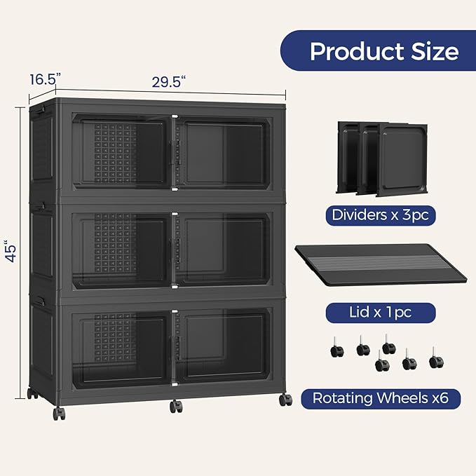120GAL Storage Bins with Lid and Wheels, Stackable Closet Organizers and - Image 2