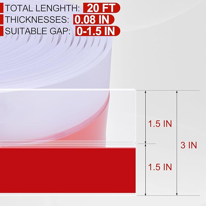 MYFAMIREA Door Weather Stripping 3IN x 20FT Door Draft Stopper Seal Tape - Image 2