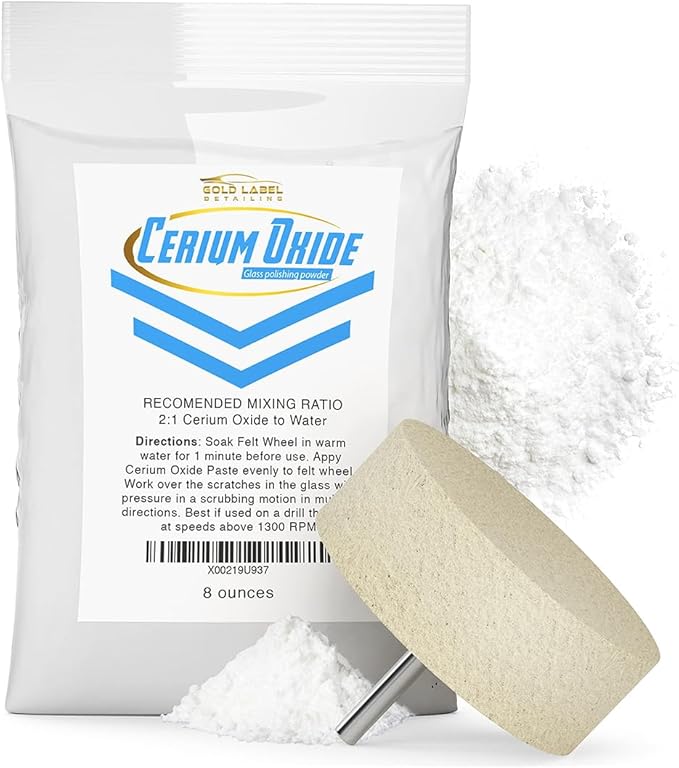 Optical Grade Cerium Oxide 8oz Glass Repair Powder | Glass Window and by Gold+Label+Detailing